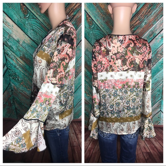 Zara Floral Boho Button Front Blouse - Picture 2 of 6